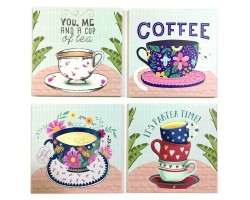 Σουπλά DKD Home Decor Μπλε φελλός (4 pcs) (20 x 20 x 1 cm)