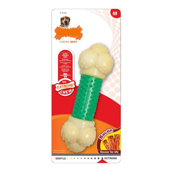 Μασητικό Οδοντοφυΐας Σκύλου Nylabone Extreme Chew Double Action Bacon Μέντα 2 σε 1 Καουτσούκ Μέγεθος M Nylon