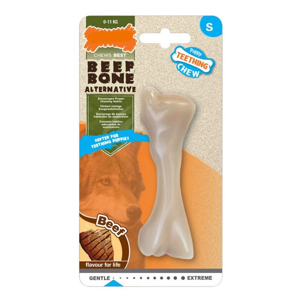 Μασητικό Οδοντοφυΐας Σκύλου Nylabone Beef Bone Κουτάβια Μέγεθος S Θερμοπλαστικό Βοδινό κρέας