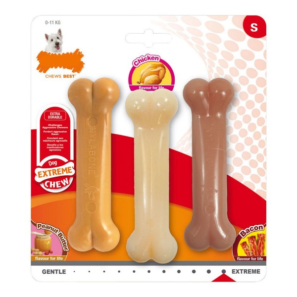 Μασητικό Οδοντοφυΐας Σκύλου Nylabone Extreme Chew Value Pack Bacon Βούτυρο αραχίδας Μέγεθος S Κοτόπουλο Nylon (3 pcs)