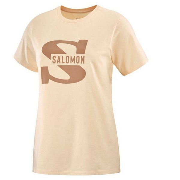 Ανδρική Μπλούζα με Κοντό Μανίκι Salomon Big Logo Nude Μπεζ Καφέ