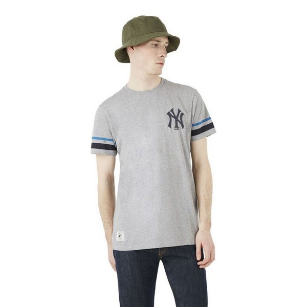 Ανδρική Μπλούζα με Κοντό Μανίκι New Era Heritage Stripe New York Yankees Γκρι Ανοιχτό Γκρι