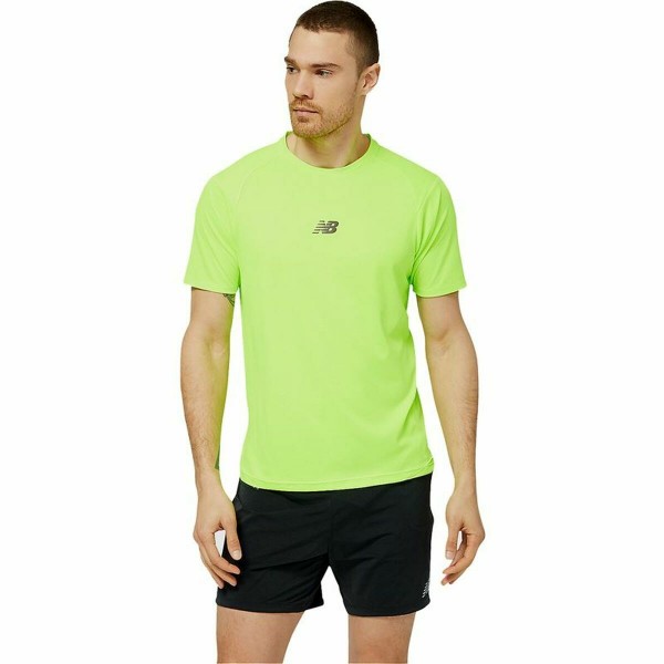 Kοντομάνικο Aθλητικό Mπλουζάκι New Balance Πράσινο λιμόνι