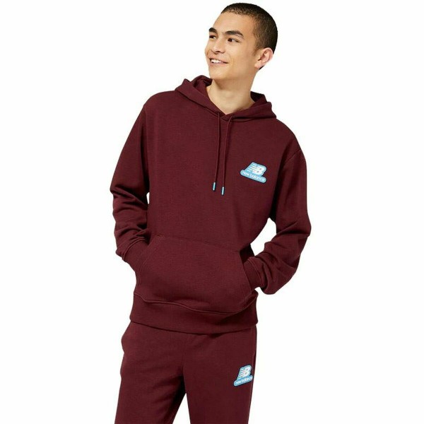 Ανδρικό Φούτερ με Κουκούλα New Balance Essentials Stacked Rubber Μπορντό