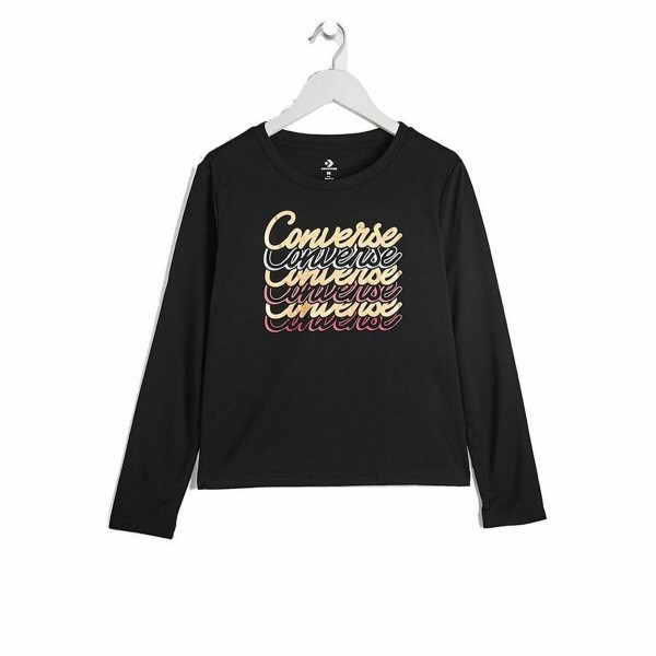 Φούτερ Χωρίς Κουκούλα για Κοριτσάκι Converse Shine Graphic Boxy Μαύρο