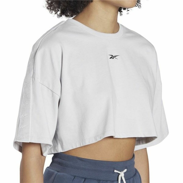 Γυναικεία Μπλούζα με Κοντό Μανίκι Reebok Fitness Crop Vector Velour Ανοιχτό Γκρι