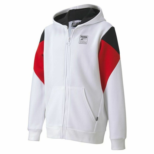 Παιδικό Αθλητικό Μπουφάν Rebel Puma Block Full-Zip Hoodie  Λευκό