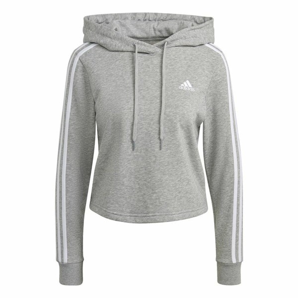 Γυναικείο Φούτερ με Κουκούλα Adidas Essentials 3 Stripes Crooped Γκρι
