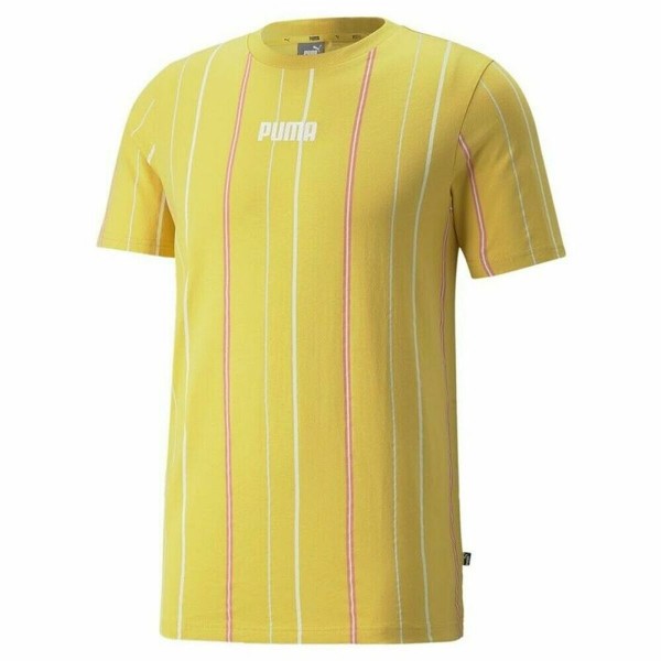 Ανδρική Μπλούζα με Κοντό Μανίκι Puma Modern Basics Stripe M Κίτρινο