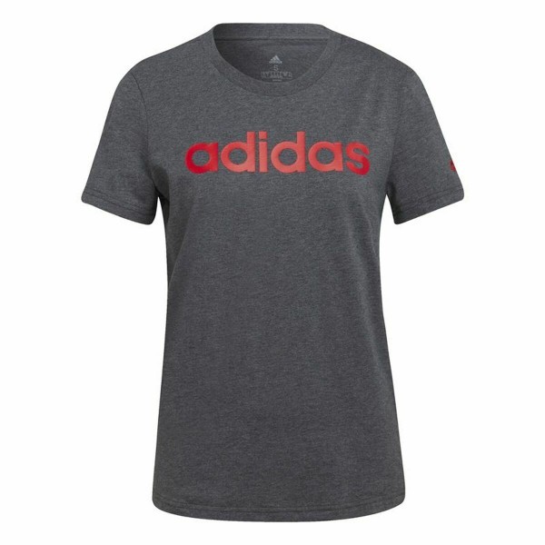 Γυναικεία Μπλούζα με Κοντό Μανίκι Adidas Loungewear Essentials Logo Σκούρο γκρίζο
