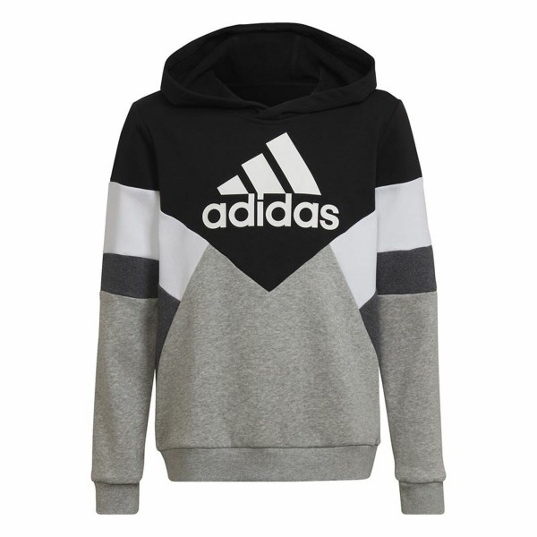 Παιδικό Φούτερ με Κουκούλα Adidas Colorblock Fleece Μαύρο Γκρι