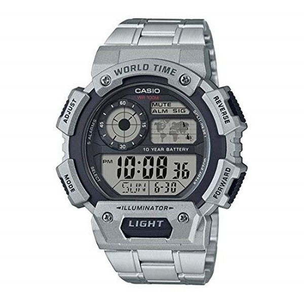 Ανδρικά Ρολόγια Casio ILLUMINATOR WORLDTIME Μαύρο Ασημί (Ø 48 mm)