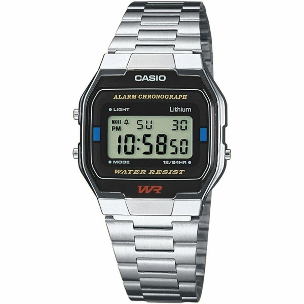 Unisex Ρολόγια Casio A163WA-1QES Ανοξείδωτο ατσάλι Ψηφιακό Γκρι Ασημί