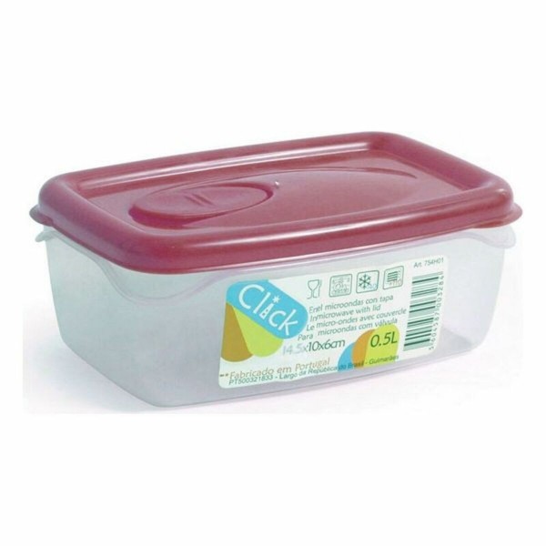 Ορθογώνιο Τάπερ με Καπάκι Πλαστική ύλη (0,5 L) (14,5 x 10 x 6 cm)
