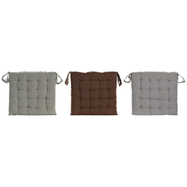 Μαξιλάρι έδρας DKD Home Decor Γκρι Μπεζ Καφέ (40 x 40 x 4 cm) (3 Μονάδες)