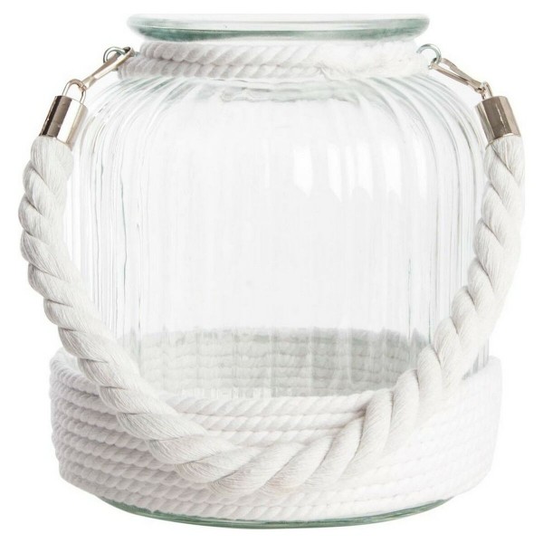 Κηροπήγιο DKD Home Decor Κρυστάλλινο βαμβάκι Λευκό Σίδερο (18 x 21 x 21 cm)