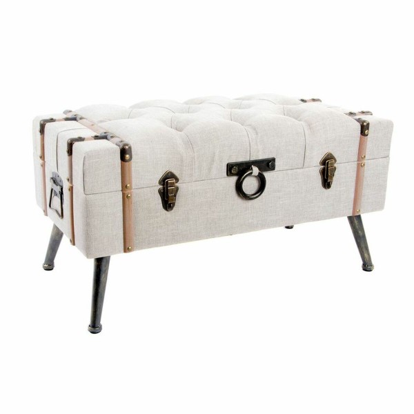 Σκαμπό DKD Home Decor   Μαύρο Μπεζ λινό Ξύλο MDF (82 x 42 x 43 cm)