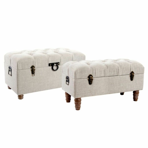 Σκαμπό DKD Home Decor   Μπεζ Ξύλο Καφέ (81 x 42 x 43 cm)