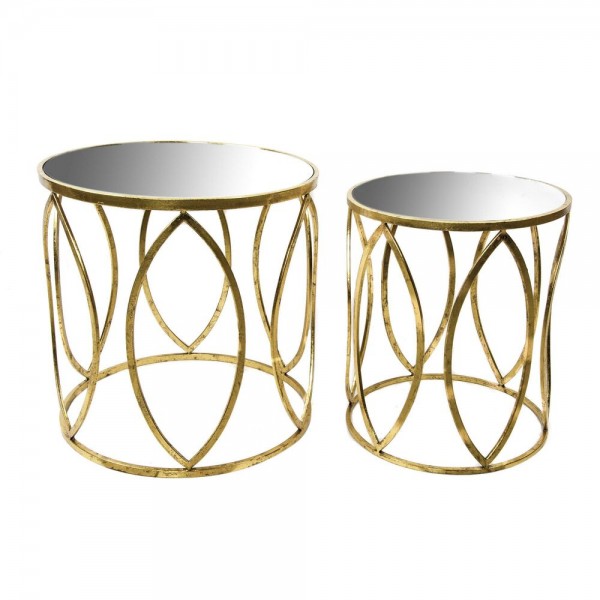 Σετ με 2 τραπέζια DKD Home Decor Χρυσό Μέταλλο (2 pcs) (40 x 40 x 47 cm) (51 x 51 x 51 cm)