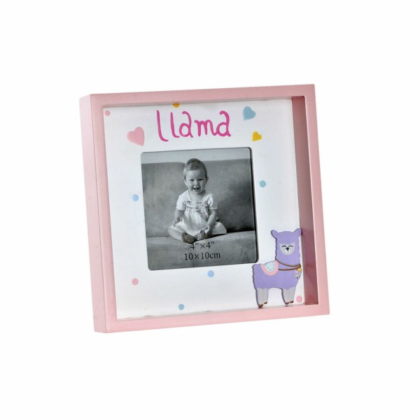 Κορνίζα DKD Home Decor S3021814 Κρυστάλλινο Ροζ Λευκό Παιδικά Φλόγα Ξύλο MDF (18 x 4 x 18 cm)