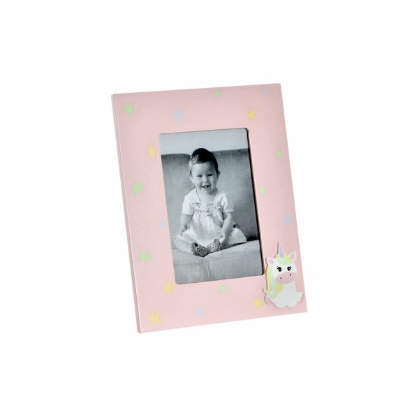 Κορνίζα DKD Home Decor S3021816 Κρυστάλλινο Ροζ Παιδικά Μονόκερος Ξύλο MDF (17 x 1,5 x 22 cm) (10 x 15 cm)