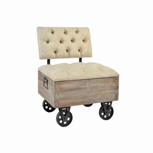 Σκαμπό DKD Home Decor   Έλατο Φυσικό Μαύρο Μπεζ πολυεστέρας (61 x 51 x 77 cm)