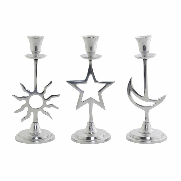 Πολύφωτο DKD Home Decor Ασημί Αστέρι Αλουμίνιο (12.5 x 10.5 x 26.5 cm) (3 pcs)