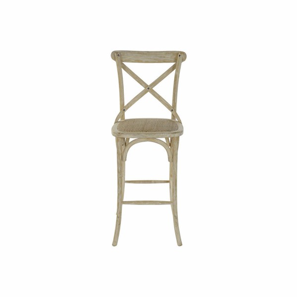Σκαμπό DKD Home Decor Λευκό ρατάν ξύλο φτελιάς (48 x 55 x 116 cm)