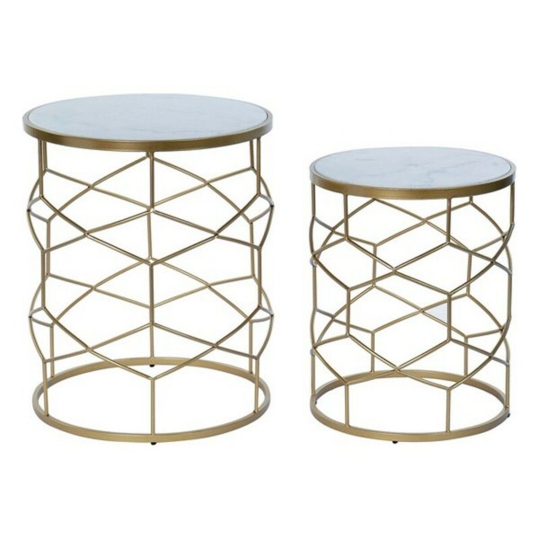 Βοηθητικό Τραπέζι DKD Home Decor Μέταλλο Μάρμαρο (2 pcs) (38 x 48 x 38 cm) (46 x 46 x 57 cm)