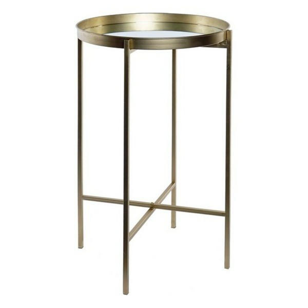 Βοηθητικό Τραπέζι DKD Home Decor Καθρέφτης Μέταλλο (Ø 37 cm) (37 x 37 x 60 cm)