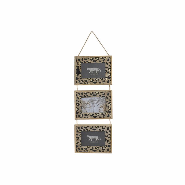 Κορνίζα DKD Home Decor Φυσικό Μαύρο Λεοπαρδαλί Αποικιακό Ξύλο MDF (22 x 1,5 x 71 cm)