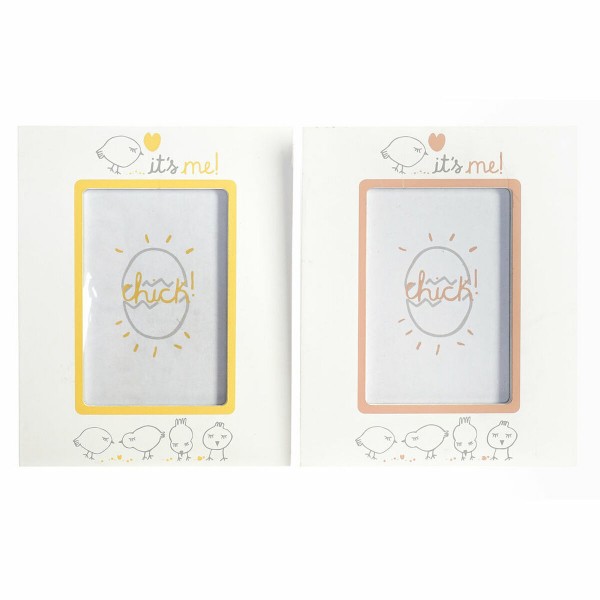 Κορνίζα DKD Home Decor S3017416 Κοτόπουλο Κρυστάλλινο Ξύλο Πορτοκαλί Αλουμίνιο Κίτρινο (x2)
