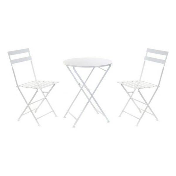 Σετ Τραπέζι με 2 Καρέκλες DKD Home Decor Λευκό Μέταλλο (3 pcs)