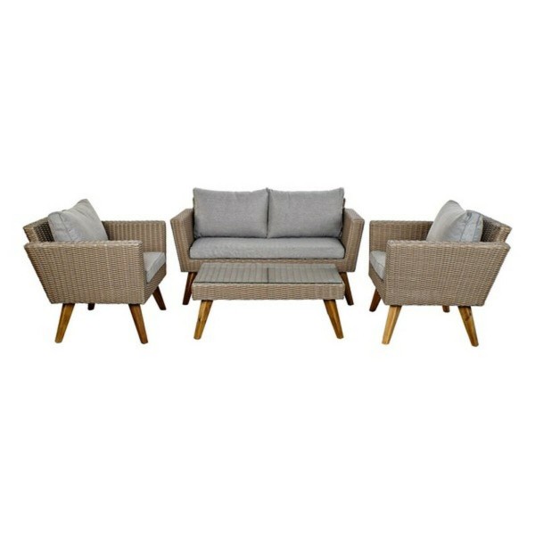 Σετ Τραπέζι με 3 Καρέκλες DKD Home Decor Ξύλο ρατάν (4 pcs)