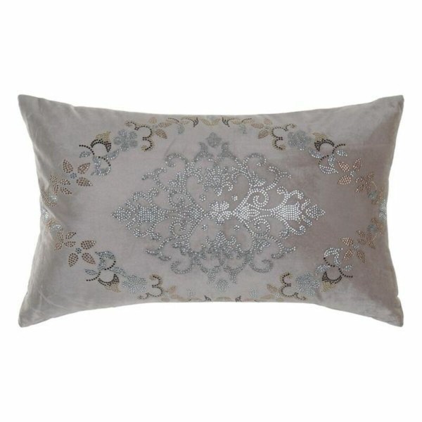 Μαξιλάρι DKD Home Decor Γκρι Βελούδο πολυεστέρας Ροζ (50 x 30 cm)
