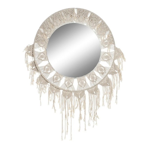 Τοίχο καθρέφτη DKD Home Decor Λευκό βαμβάκι (75 x 2 x 75 cm)