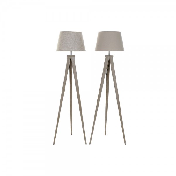Φωτιστικό Δαπέδου DKD Home Decor Μπεζ Μέταλλο λινό Κρεμ Τρίποδο Τζίντζερ (40 x 40 x 154 cm) (2 pcs)