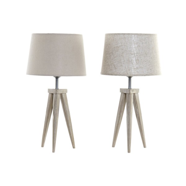 Επιτραπέζιο Φωτιστικό DKD Home Decor Μπεζ Μέταλλο λινό Κρεμ Τρίποδο 220 V 60 W Τζίντζερ (x2) (30 x 30 x 57 cm)