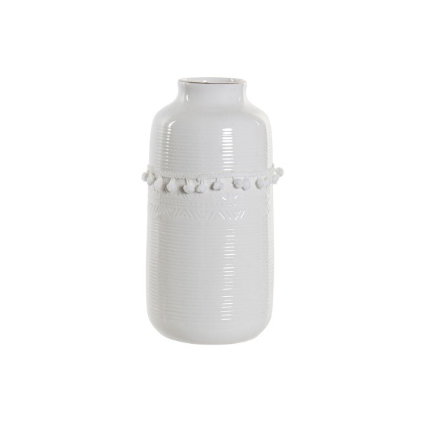 Βάζο DKD Home Decor βαμβάκι Λευκό Πήλινα Πομπώματα (12 x 12 x 24 cm)
