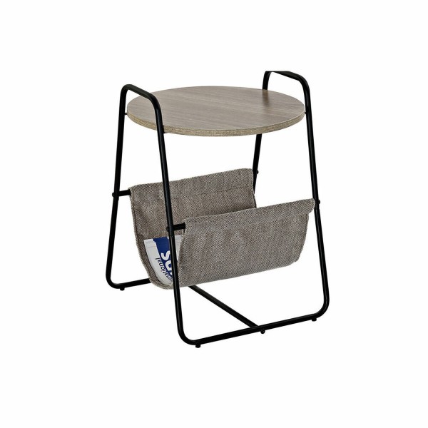 Βοηθητικό Τραπέζι DKD Home Decor Φυσικό Μαύρο Μέταλλο πολυεστέρας Ξυλο παουλόβνια (39 x 39 x 55 cm)