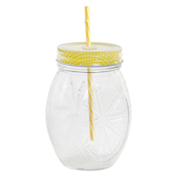 Κούπα με Καλαμάκι με DKD Home Decor Μέταλλο Κρυστάλλινο (330 ml) (9 x 6.5 x 13.5 cm)