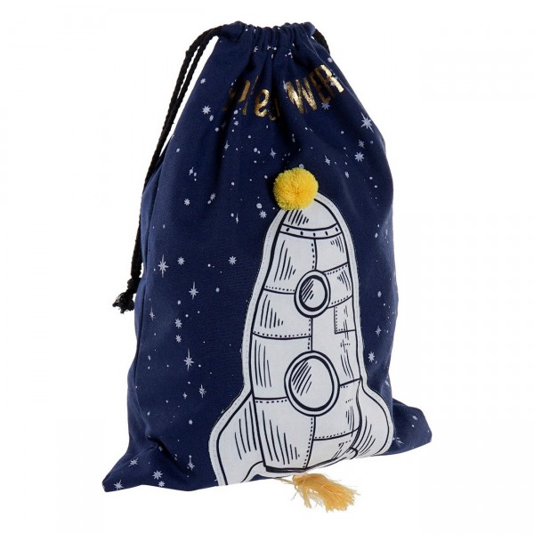 Τσάντα DKD Home Decor Explore the Universe Μπλε Λευκό Ένωση 26 x 1 x 37 cm