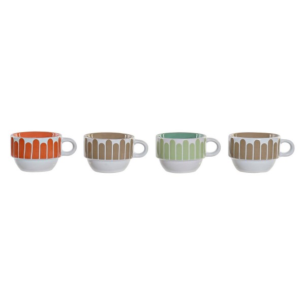 Σετ Κούπες Καφέ DKD Home Decor Μέταλλο Πήλινα (4 pcs)