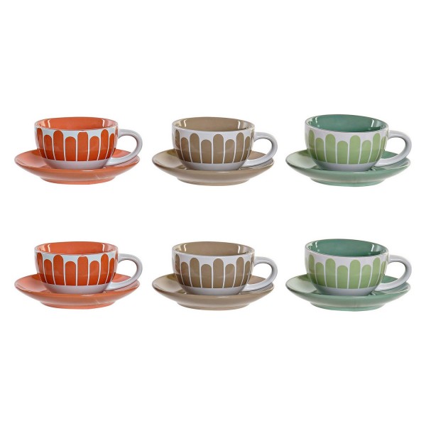 Σετ Κούπες Καφέ DKD Home Decor Μέταλλο Πήλινα (160 ml) (6 pcs)