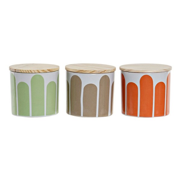 Δοχείο για Ζάχαρη DKD Home Decor Διακοσμητική κανάτα Πήλινα (3 pcs)