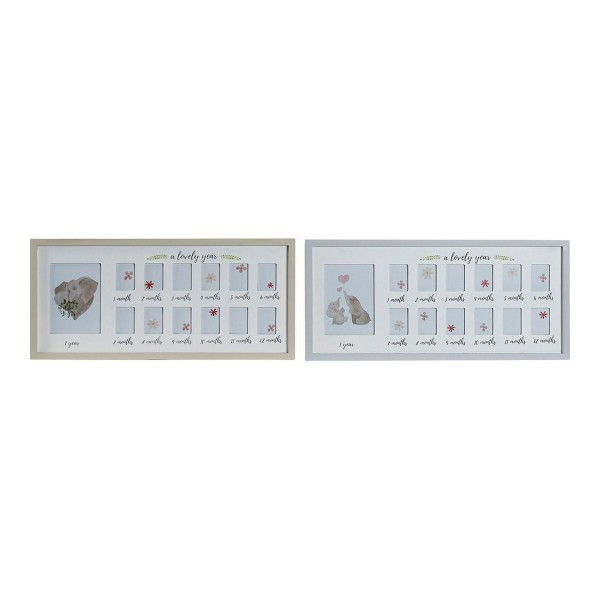 Κορνίζα DKD Home Decor One Lovely Year Πολλαπλές Ξύλο (2 pcs) (63 x 2 x 29 cm)