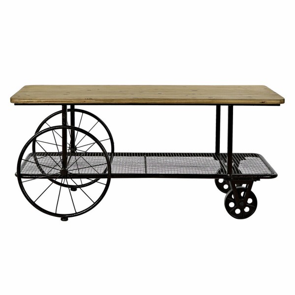 Βοηθητικό Τραπέζι DKD Home Decor Έλατο Μαύρο Μέταλλο PVC (112 x 54 x 52 cm)