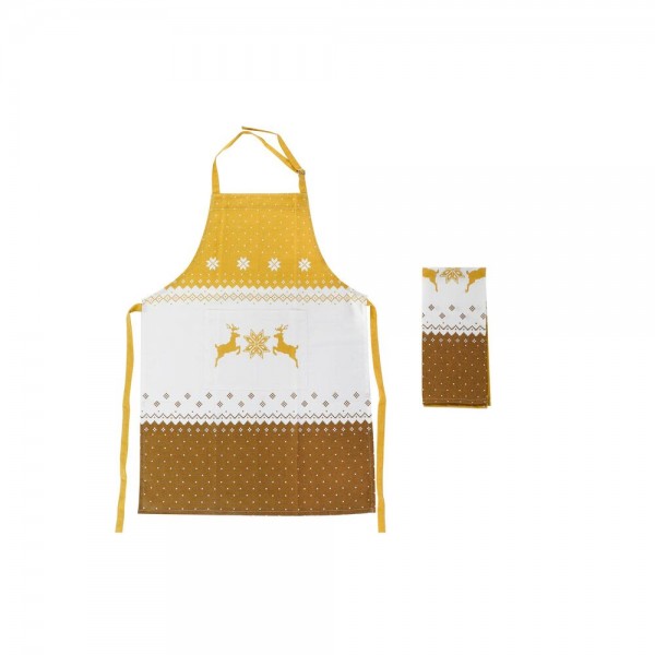Ποδιά DKD Home Decor βαμβάκι Χριστουγεννιάτικο στεφάνι Χρυσό (60 x 60 x 80 cm)