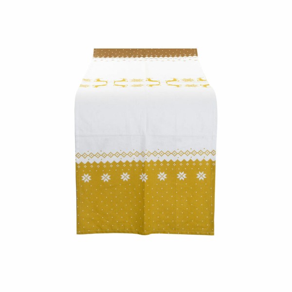 Τραβέρσες DKD Home Decor Χριστουγεννιάτικο στεφάνι βαμβάκι Χρυσό (50 x 50 x 150 cm)
