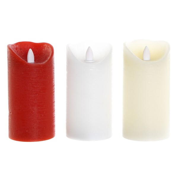 Φωτεινή διακόσμηση DKD Home Decor Χριστουγεννιάτικο στεφάνι Κόκκινο Μπεζ Αλουμίνιο Λευκό Κερί (7,5 x 7,5 x 15 cm) (3 Μονάδες)